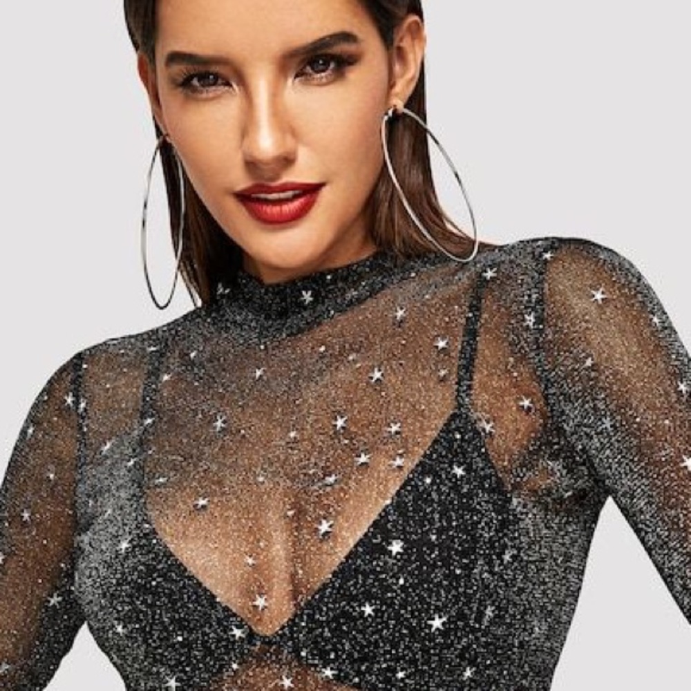 SHEIN | Sheer Galaxy Print Shirt